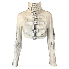 Dolce & Gabbana F/S 2003 Runway Bondage Buckle Kurz geschnittene Lederjacke