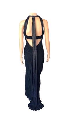 Dolce & Gabbana c.2000 Halter Cutout Open Back Black Evening Dress Gown
