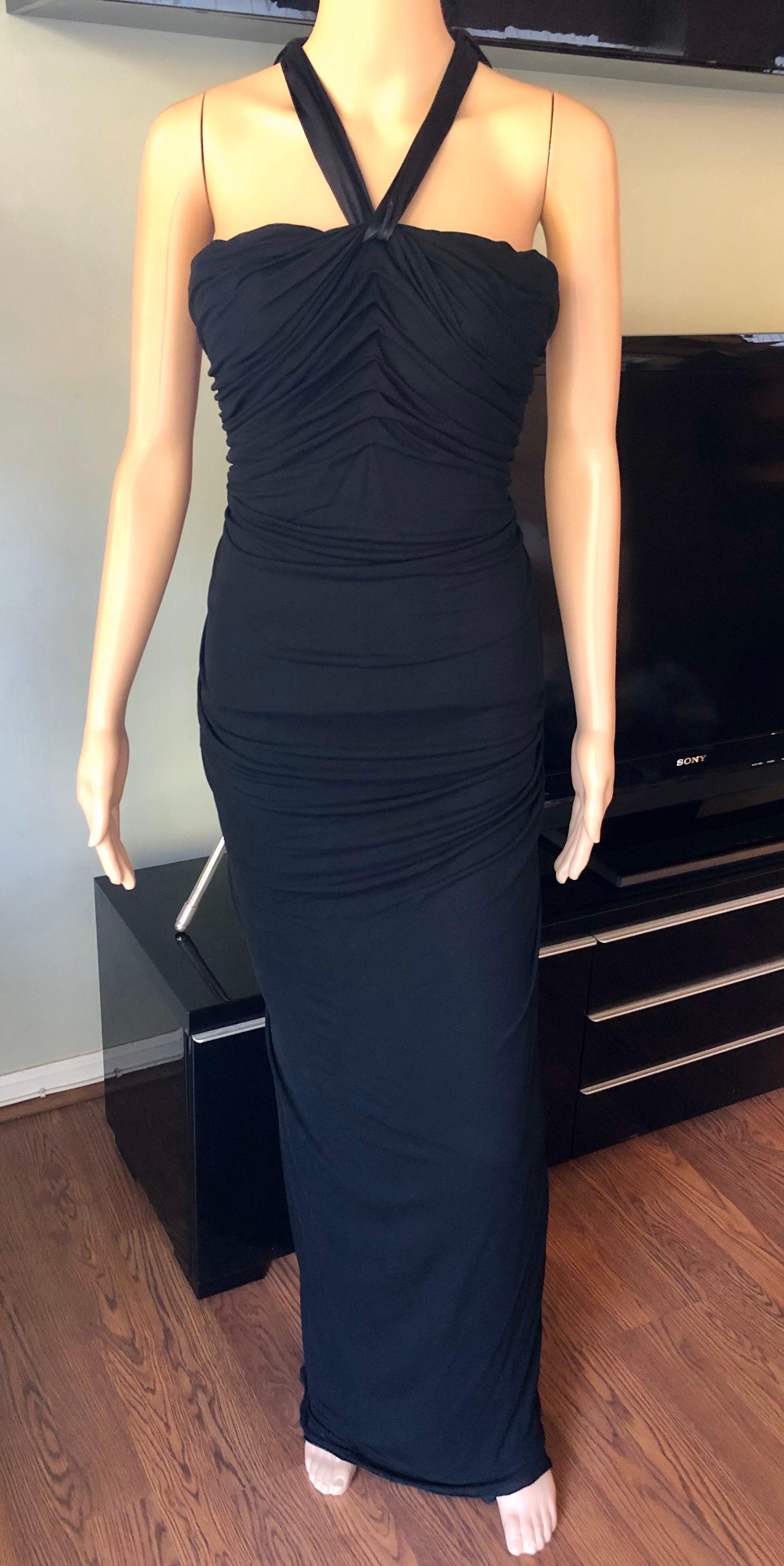 Dolce & Gabbana c.2000 Halter Cutout Open Back Black Evening Dress Gown In Good Condition For Sale In Naples, FL