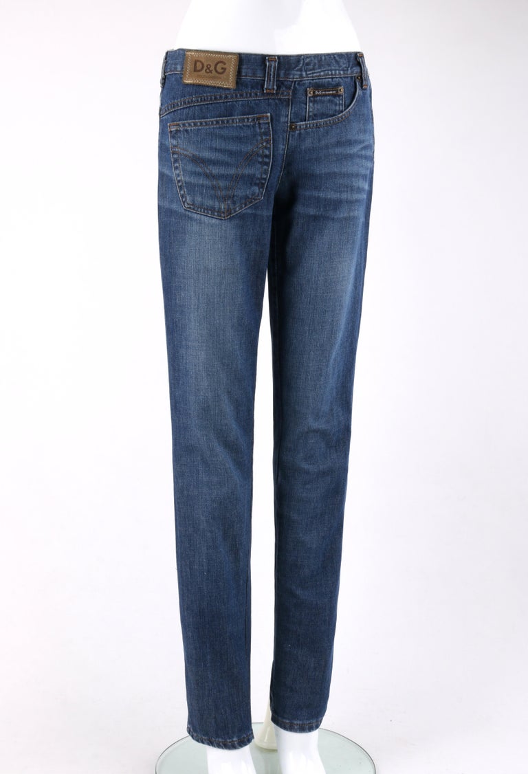 DOLCE & GABBANA c.2000's Five Pocket Sideways Avant Garde Straight Leg Jeans