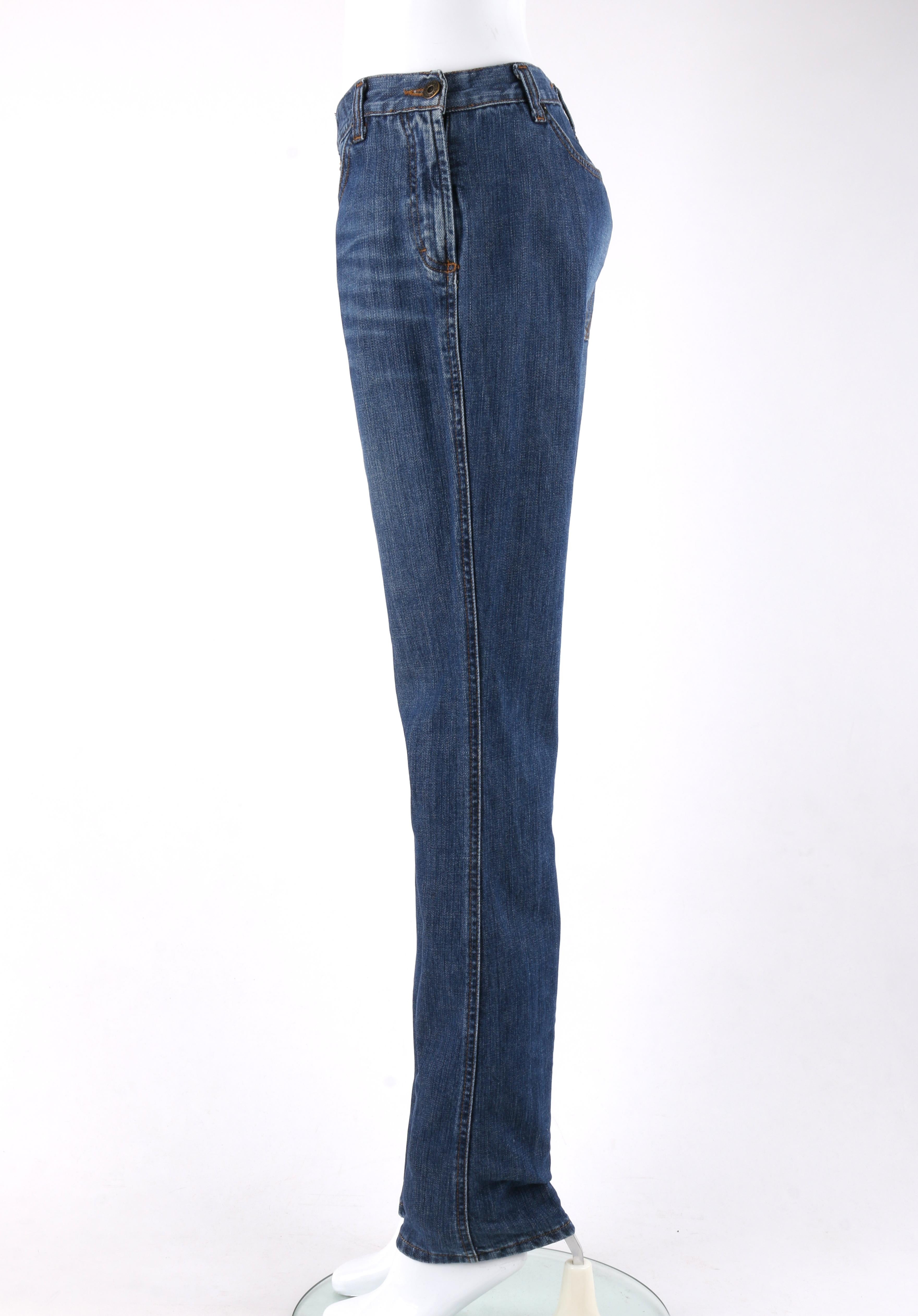 Purple DOLCE & GABBANA c.2000's Five Pocket Sideways Avant Garde Straight Leg Jeans