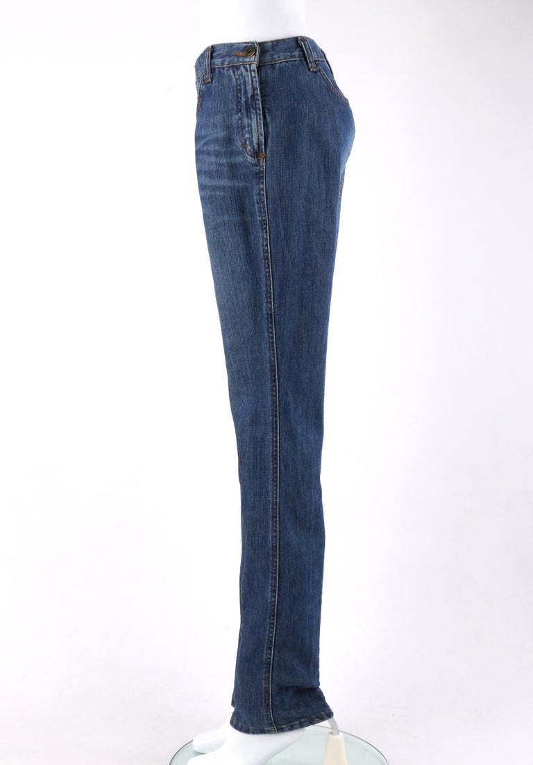 DOLCE & GABBANA c.2000's Five Pocket Sideways Avant Garde Straight Leg Jeans