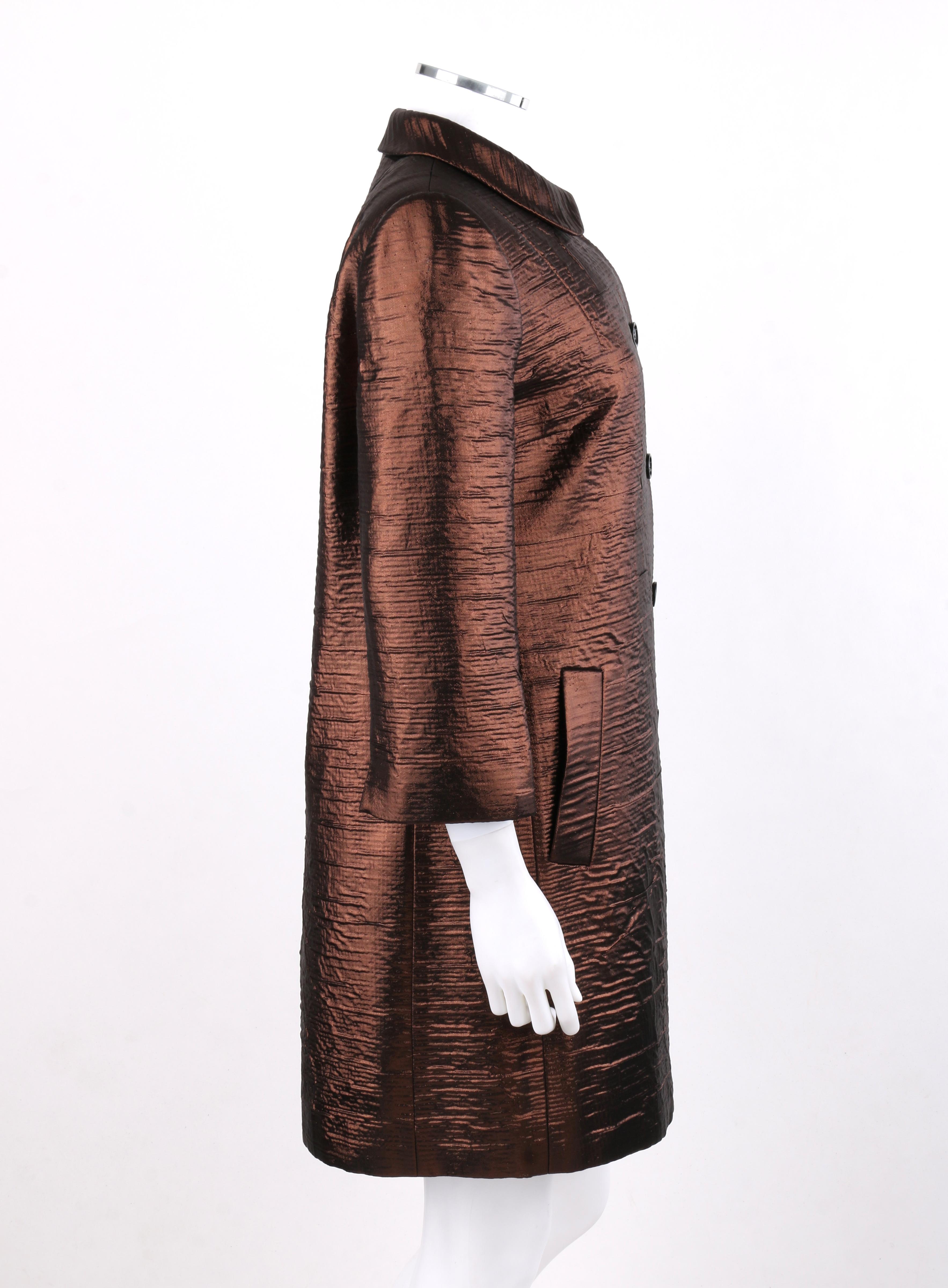 Black DOLCE & GABBANA c.2010’s Dark Bronze Metallic Silk Car Coat 3/4 Sleeve Jacket