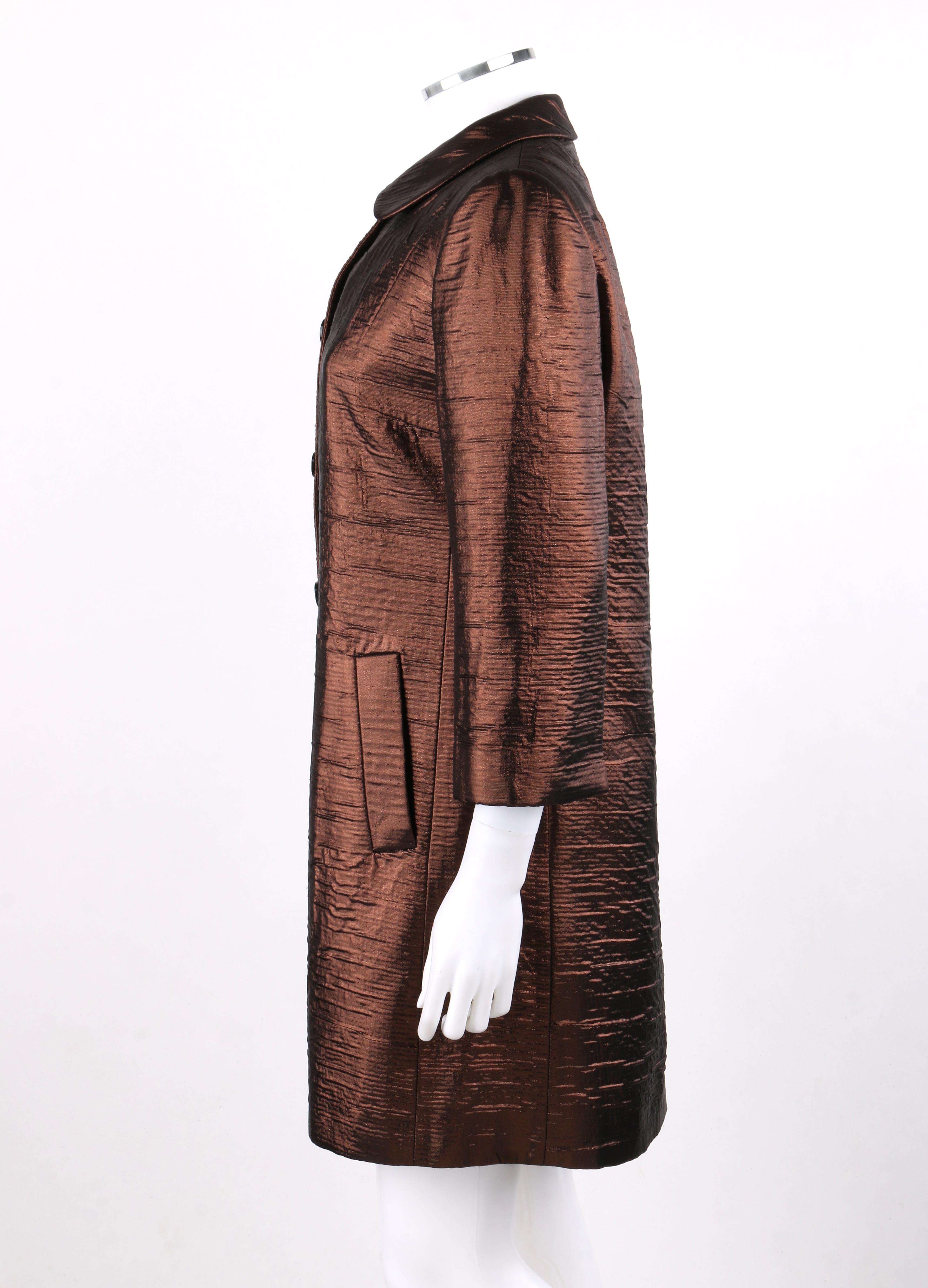 Women's DOLCE & GABBANA c.2010’s Dark Bronze Metallic Silk Car Coat 3/4 Sleeve Jacket