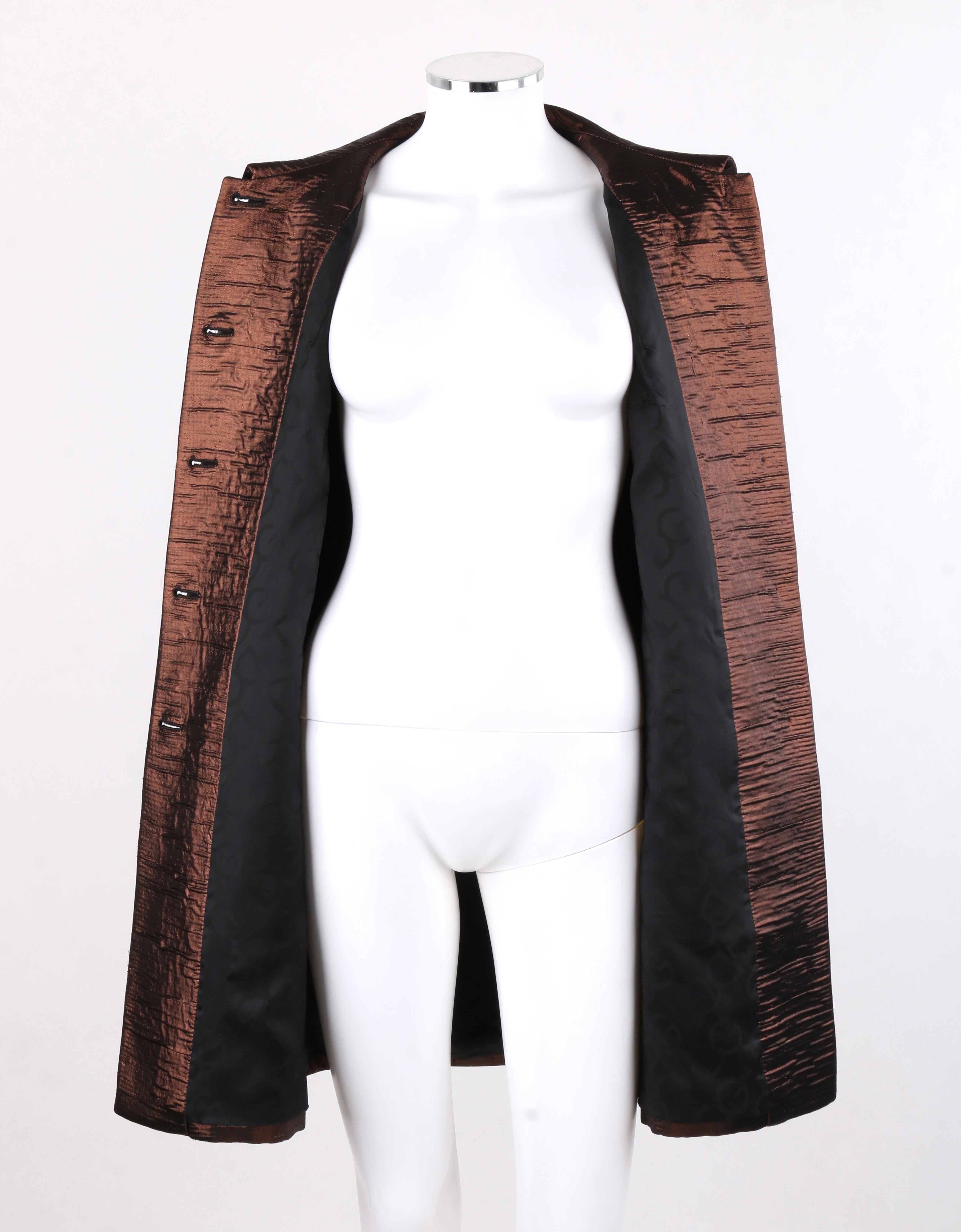 DOLCE & GABBANA c.2010’s Dark Bronze Metallic Silk Car Coat 3/4 Sleeve Jacket 1