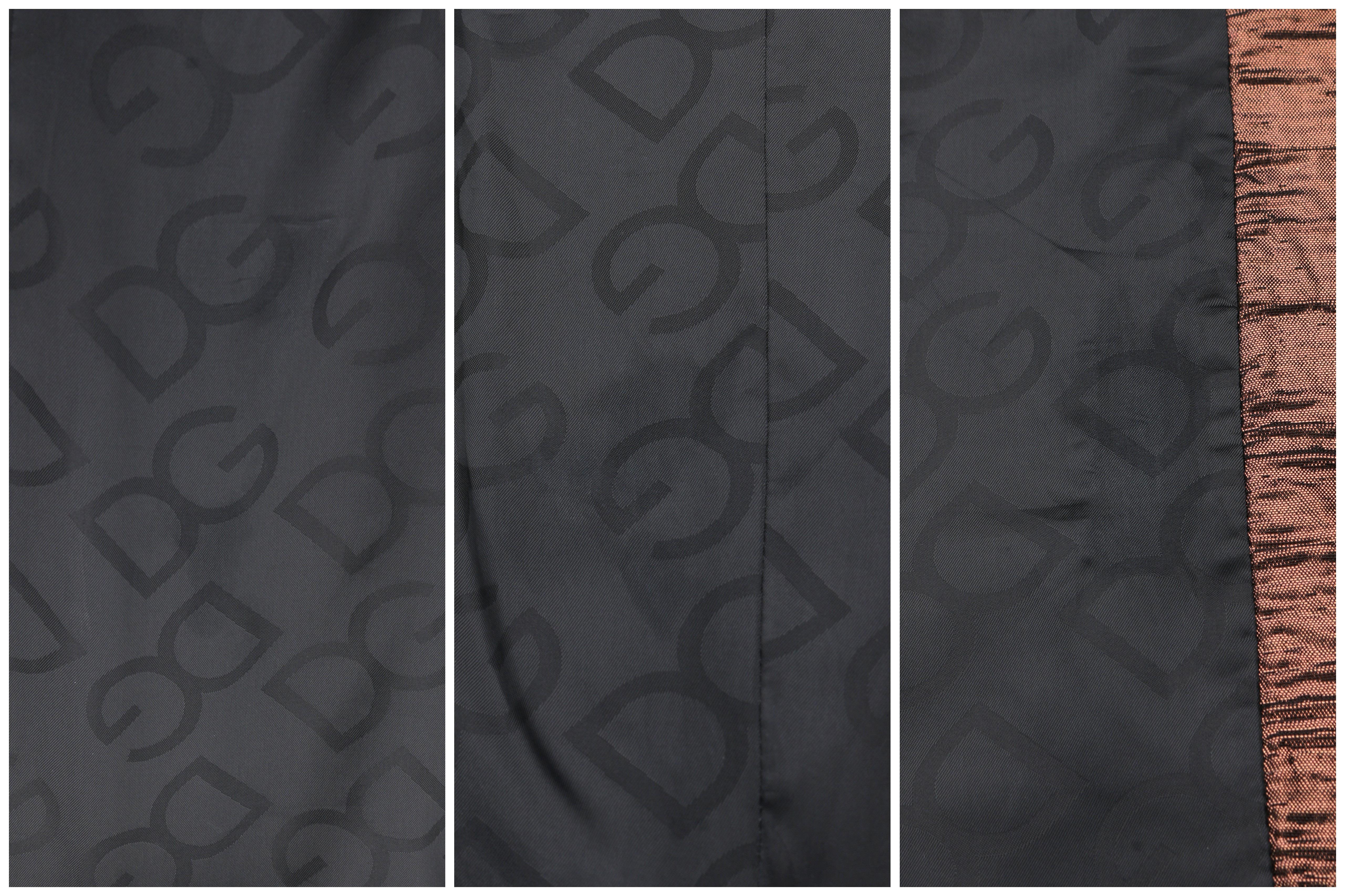 DOLCE & GABBANA c.2010’s Dark Bronze Metallic Silk Car Coat 3/4 Sleeve Jacket 3