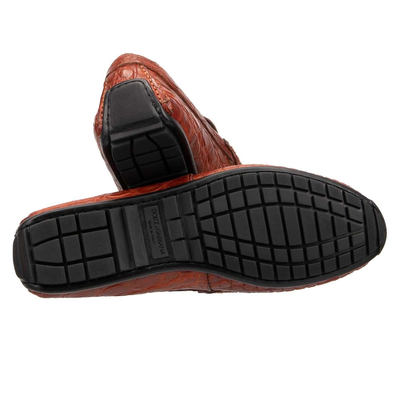 Dolce & Gabbana - Caiman Leather Moccasins Loafer Shoes RAGUSA Orange EUR 40 For Sale 2