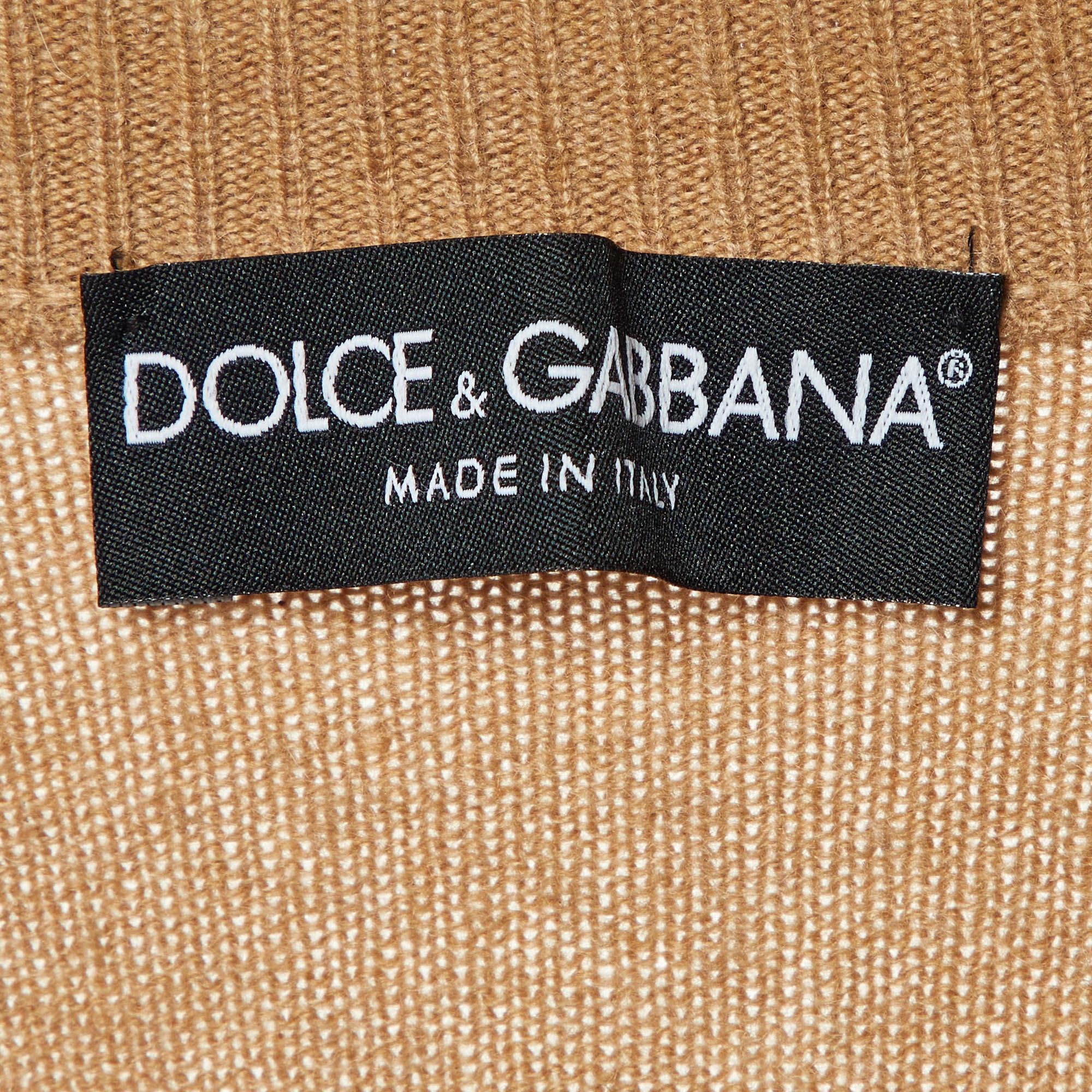 Women's Dolce & Gabbana Camel Brown Cashmere Button Front Cardigan M