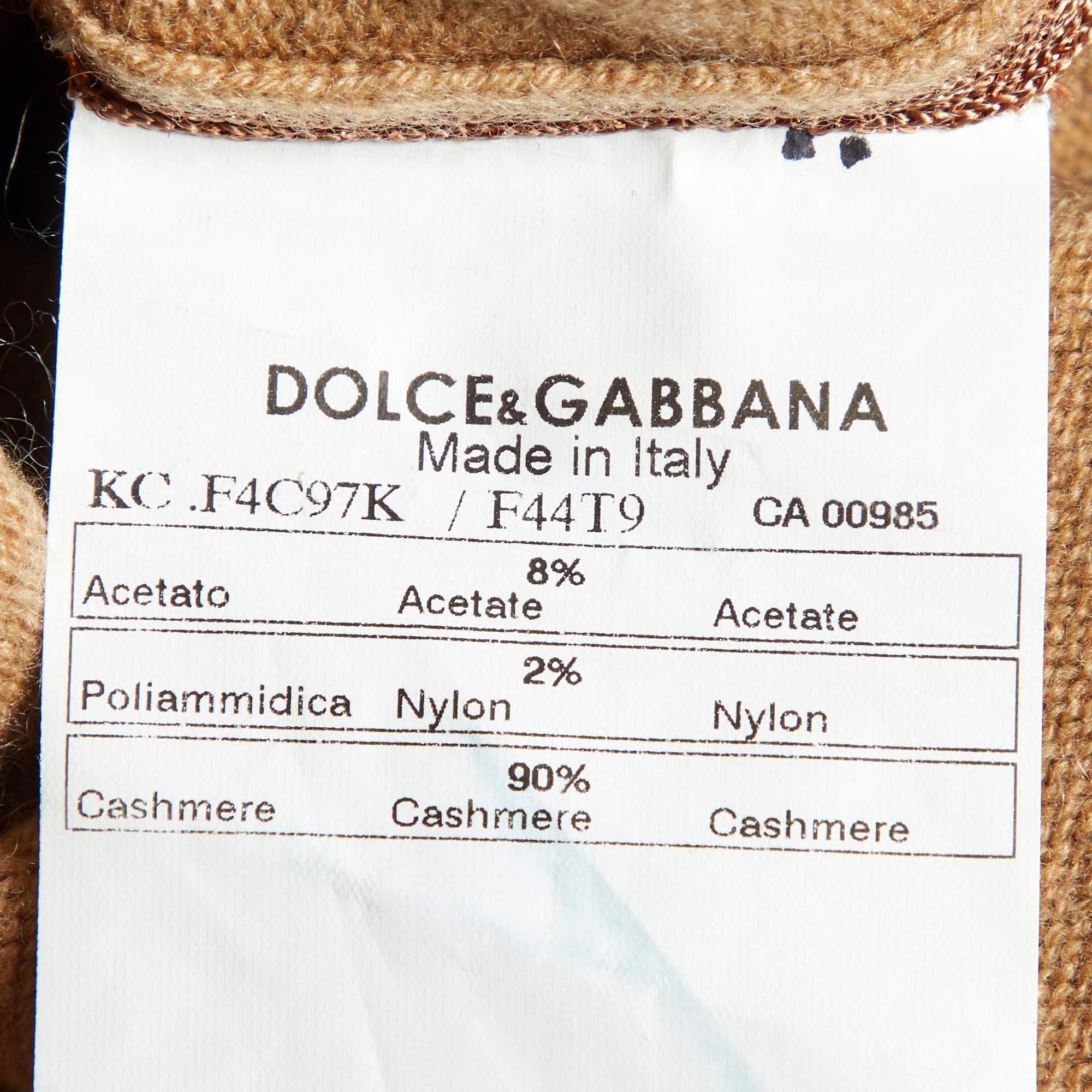 Dolce & Gabbana Camel Brown Cashmere Button Front Cardigan M 1