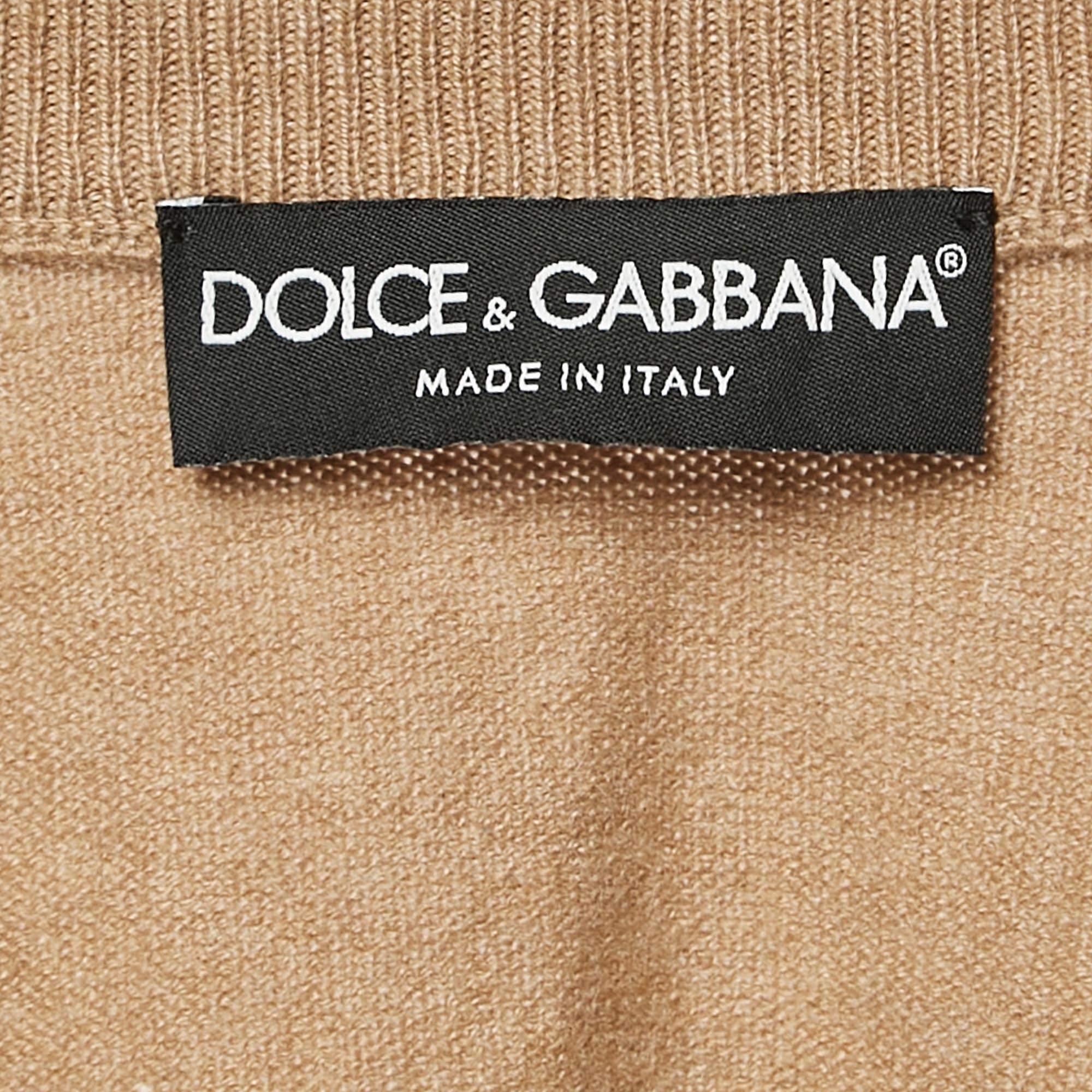 Women's Dolce & Gabbana Camel Brown Cashmere Knit Crop Cardigan M