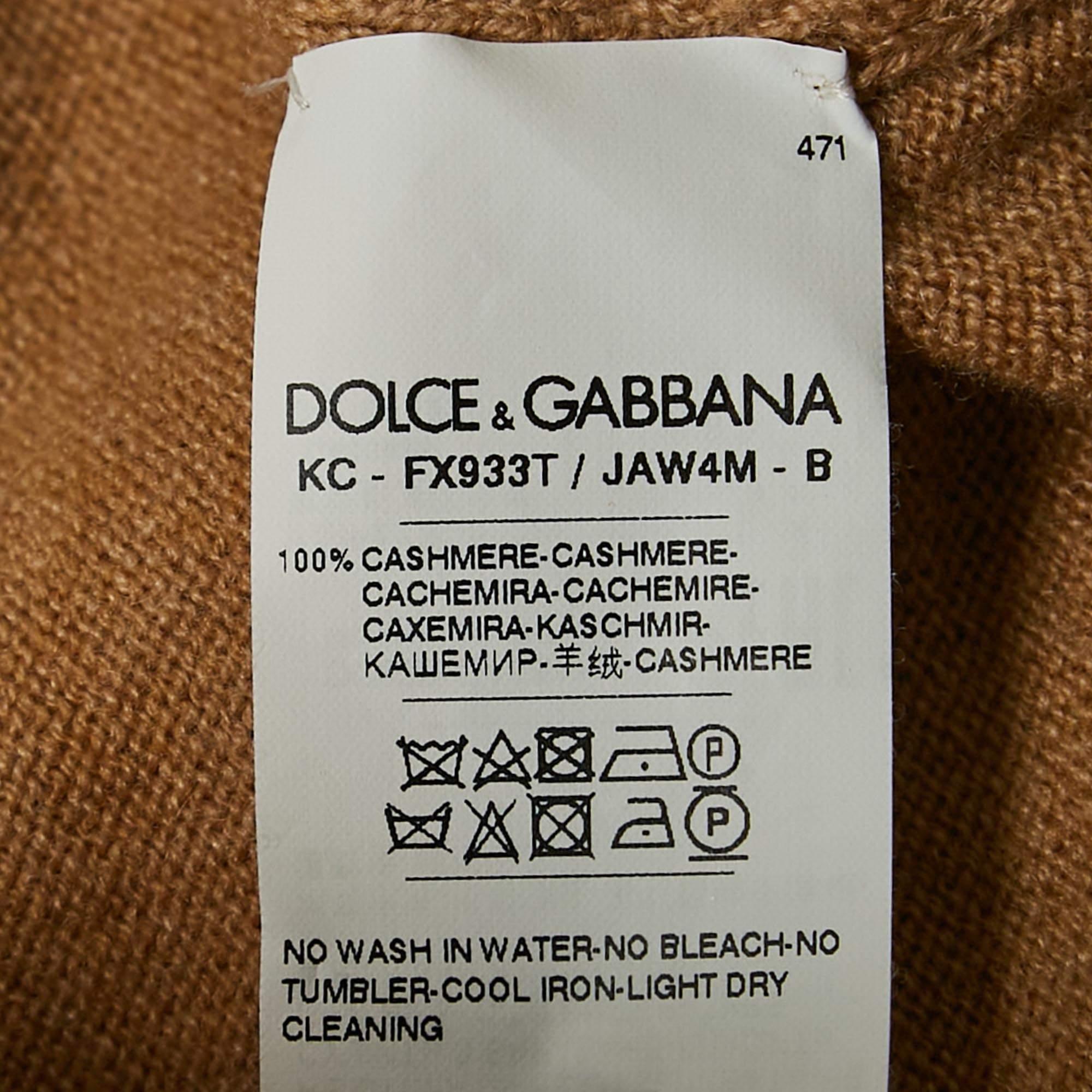 Dolce & Gabbana Camel Brown Cashmere Knit Crop Cardigan M 2