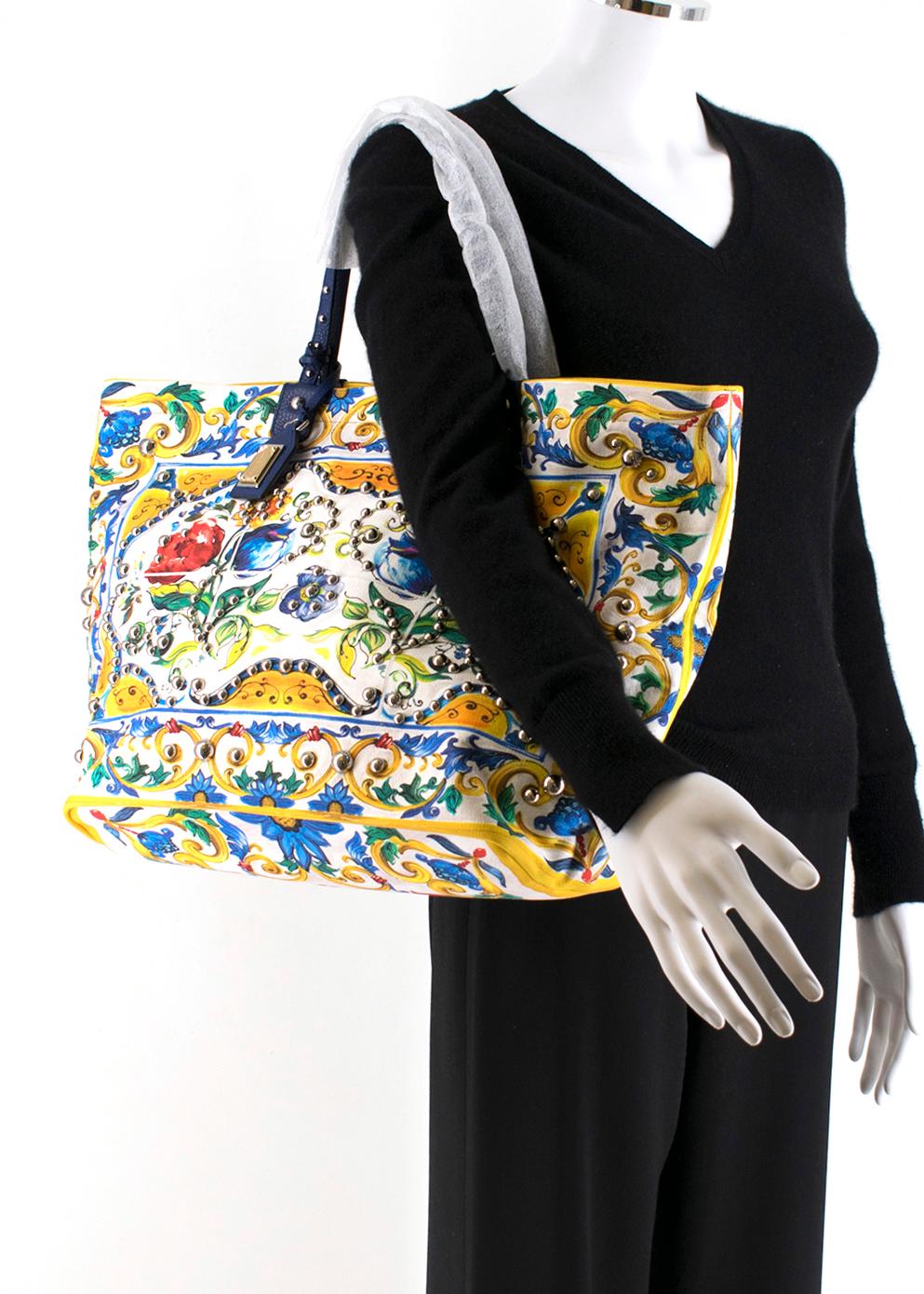 Women's or Men's Dolce & Gabbana Canvas Majolica Print Shopping Tote