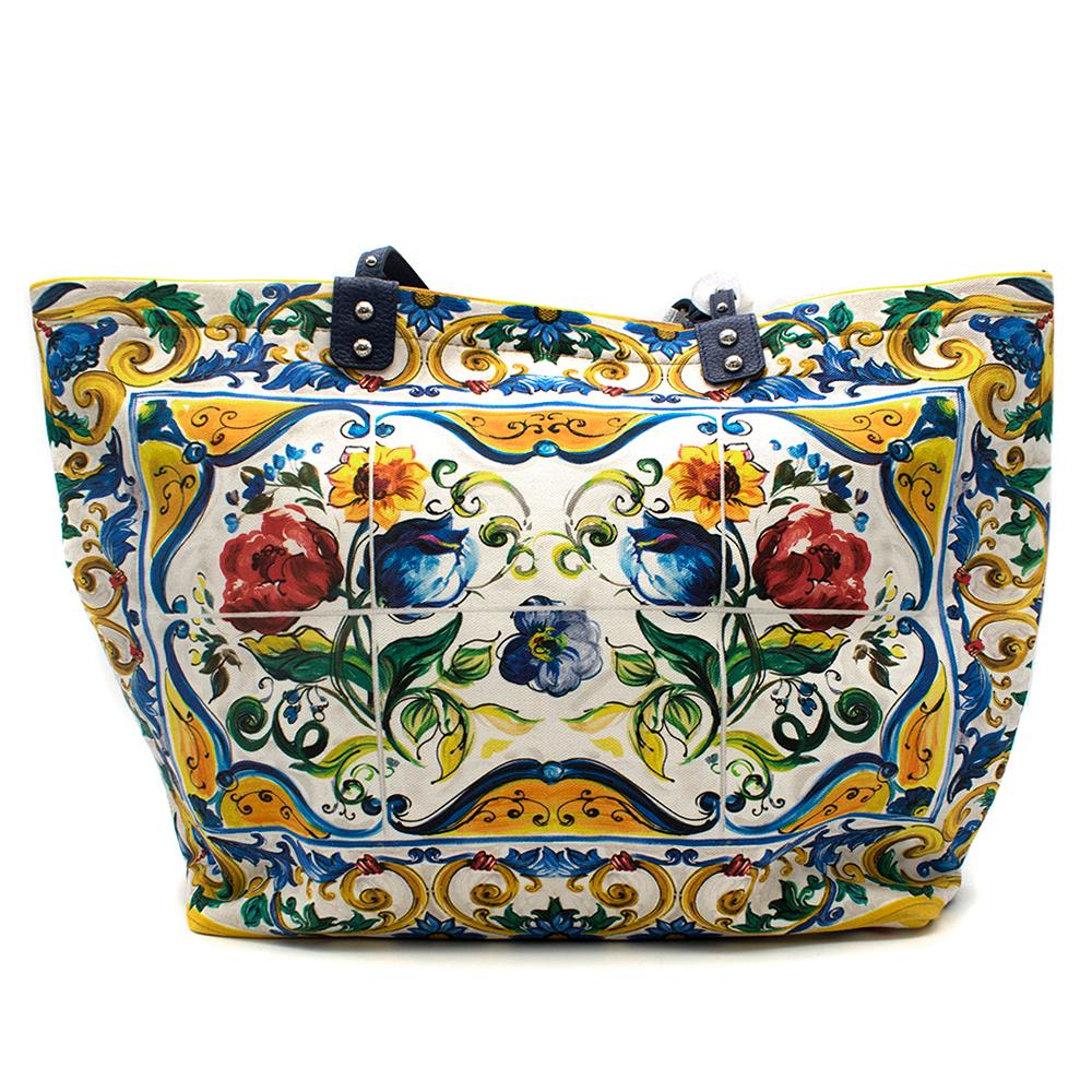 Dolce & Gabbana Canvas Majolica Print Shopping Tote 3