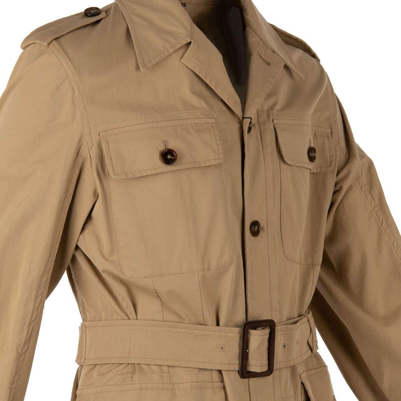 Dolce & Gabbana Canvas Safari Jacket SNEAK PEEK with Belt and Pockets Beige 46 For Sale 1
