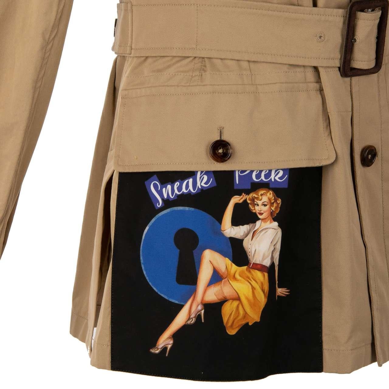Dolce & Gabbana Canvas Safari Jacket SNEAK PEEK with Belt and Pockets Beige 46 For Sale 2