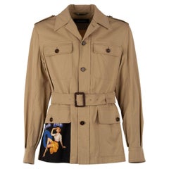 Dolce & Gabbana Canvas Safari Jacket SNEAK PEEK with Belt and Pockets Beige 46