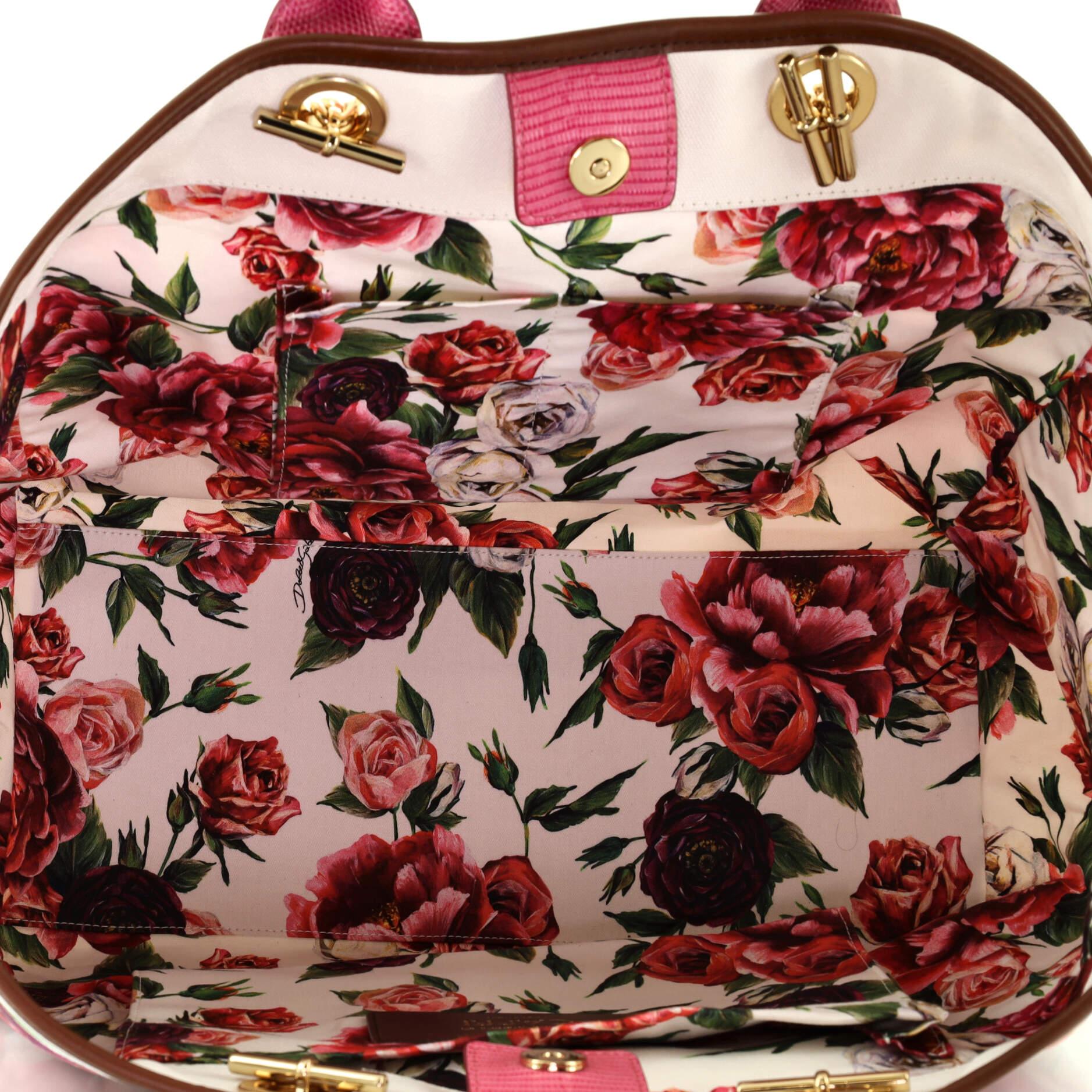 Dolce & Gabbana Capri Tragetasche aus bedrucktem Segeltuch mit Eidechsenprägung aus Leder Medium 1