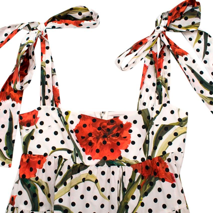 Women's Dolce & Gabbana Carnation And Polka-Dot Print Dress Size US 6