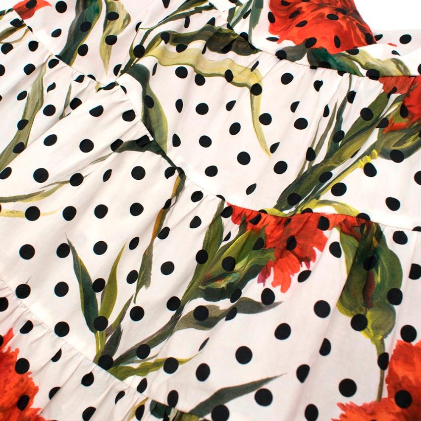 Dolce & Gabbana Carnation And Polka-Dot Print Dress Size US 6 1