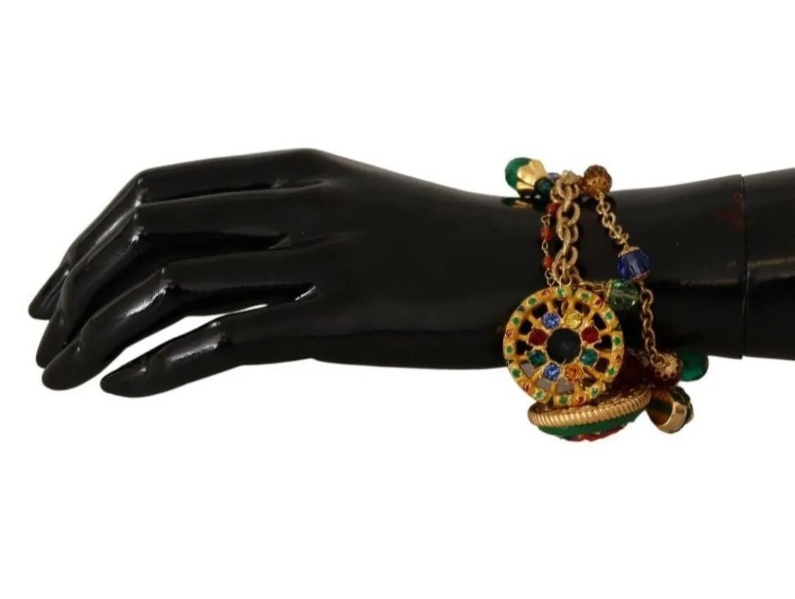 Modern Dolce & Gabbana Carretto gold bracelet embellished with crystal elements 