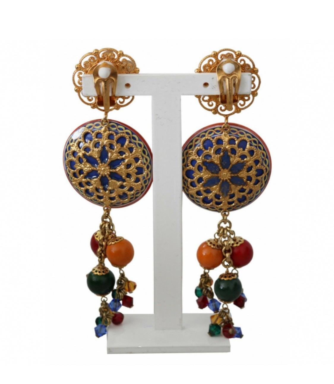 Modern Dolce & Gabbana Carretto lemon drop Clip on earrings flower motifs 