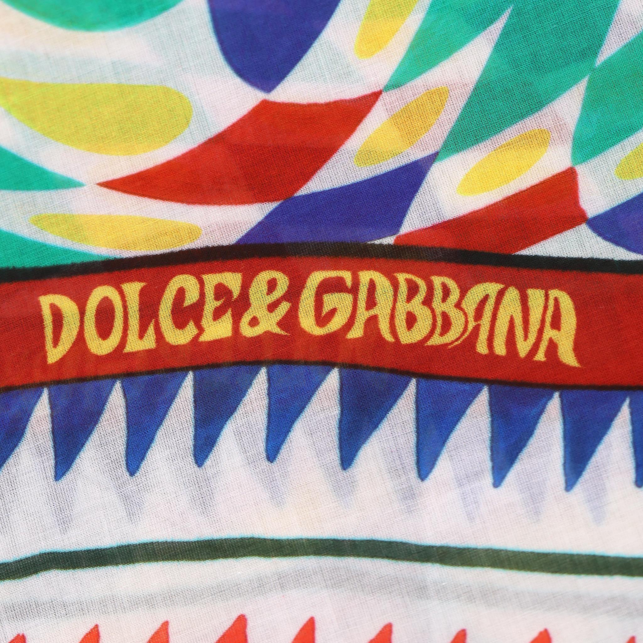 Dolce & Gabbana - Paréo en coton imprimé Carretto en vente 1