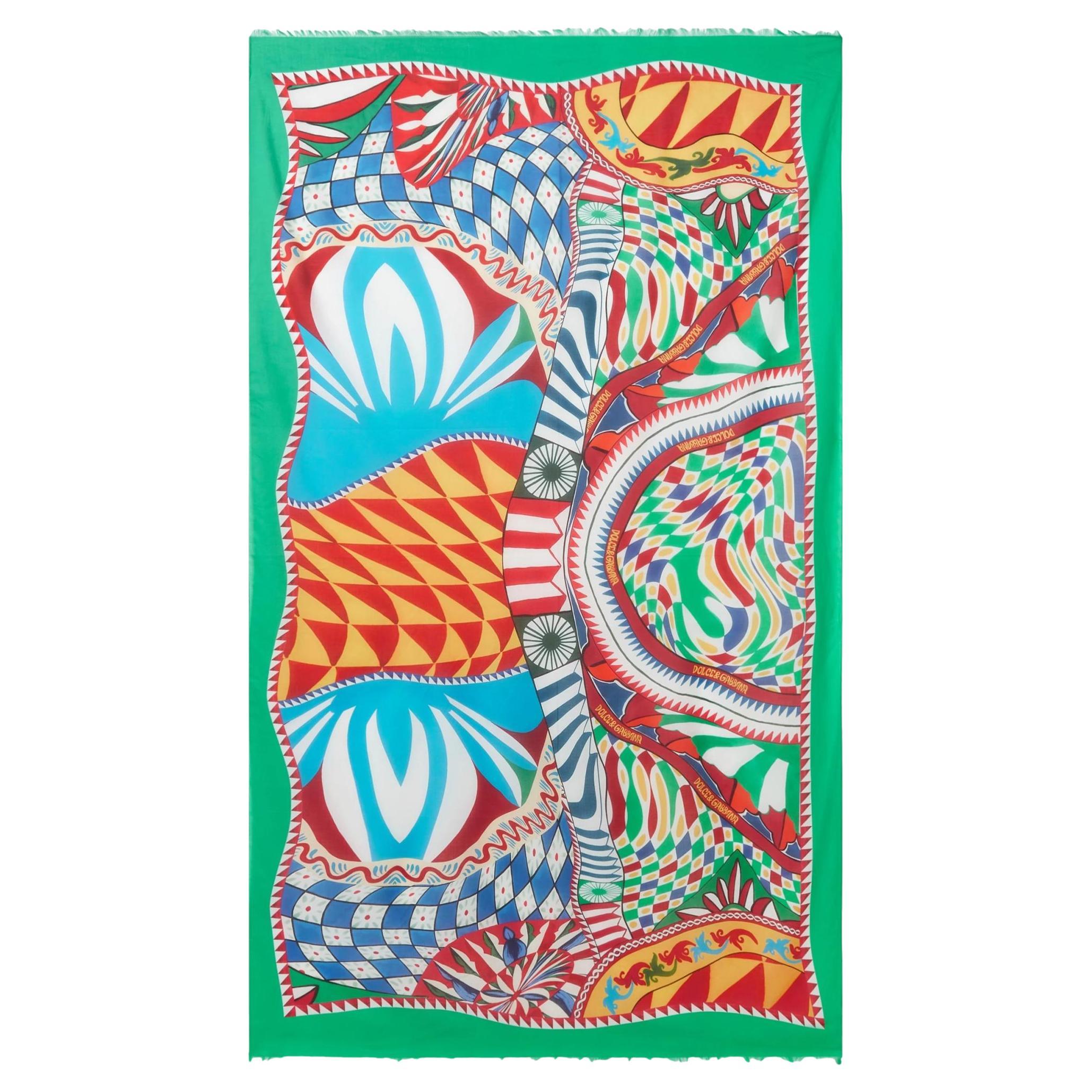 Dolce 
Gabbana - Paréo en coton imprimé Carretto en vente