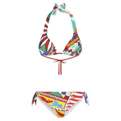 Dolce & Gabbana Carretto-Print Triangle Bikini Set