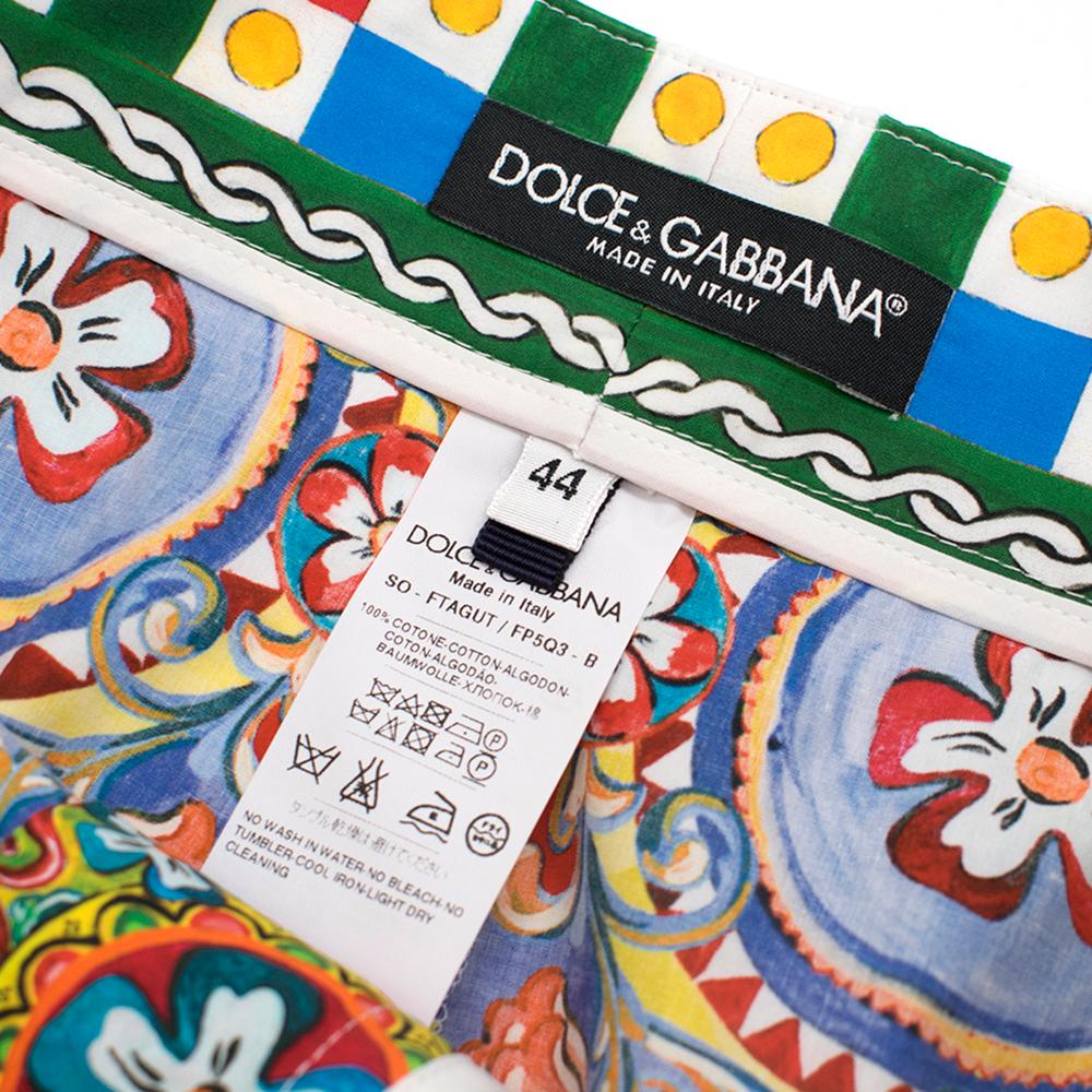 Dolce & Gabbana Carretto Printed Shorts IT 44 In Excellent Condition In London, GB