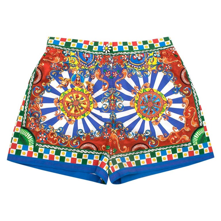 Dolce and Gabbana Carretto Printed Shorts IT 44 at 1stDibs
