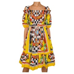 Dolce & Gabbana - Carretto - Robe jaune citron sicilien, 40 US 4