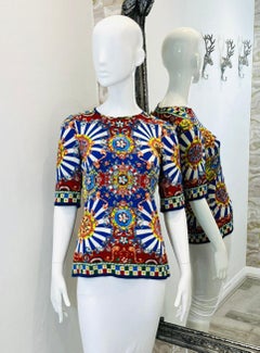 Dolce & Gabbana Top in seta con stampa siciliana