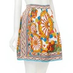 DOLCE GABBANA Carretto Wheel fruit print jacquard A-line skirt IT36 XS