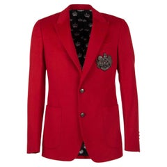 Dolce & Gabbana Cashmere Blazer with embroidered Logo Coat of Arms Red 44