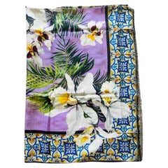 Dolce & Gabbana Cashmere Blend Jungle Tropical Flowers Majolica Scarf Wrap DG