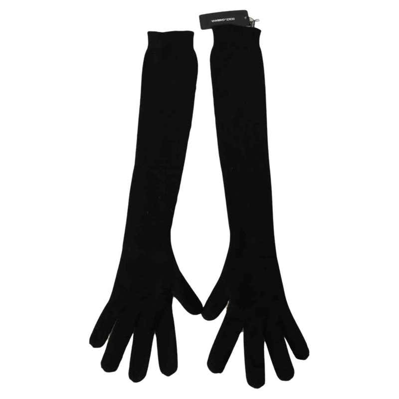 Black Beaded Doeskin Velvet Evening Forearm Gauntlet Gloves - Small ...