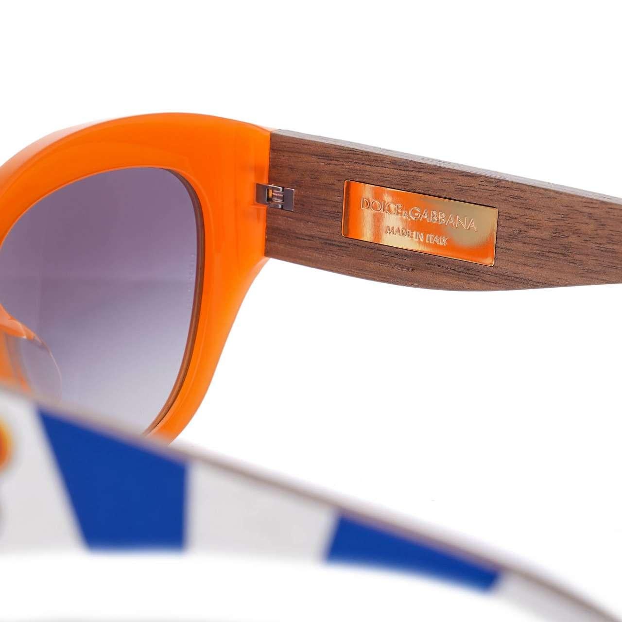 Women's Dolce & Gabbana - Cat Eye Carretto Sunglasses DG 4278 Wood Orange Blue For Sale