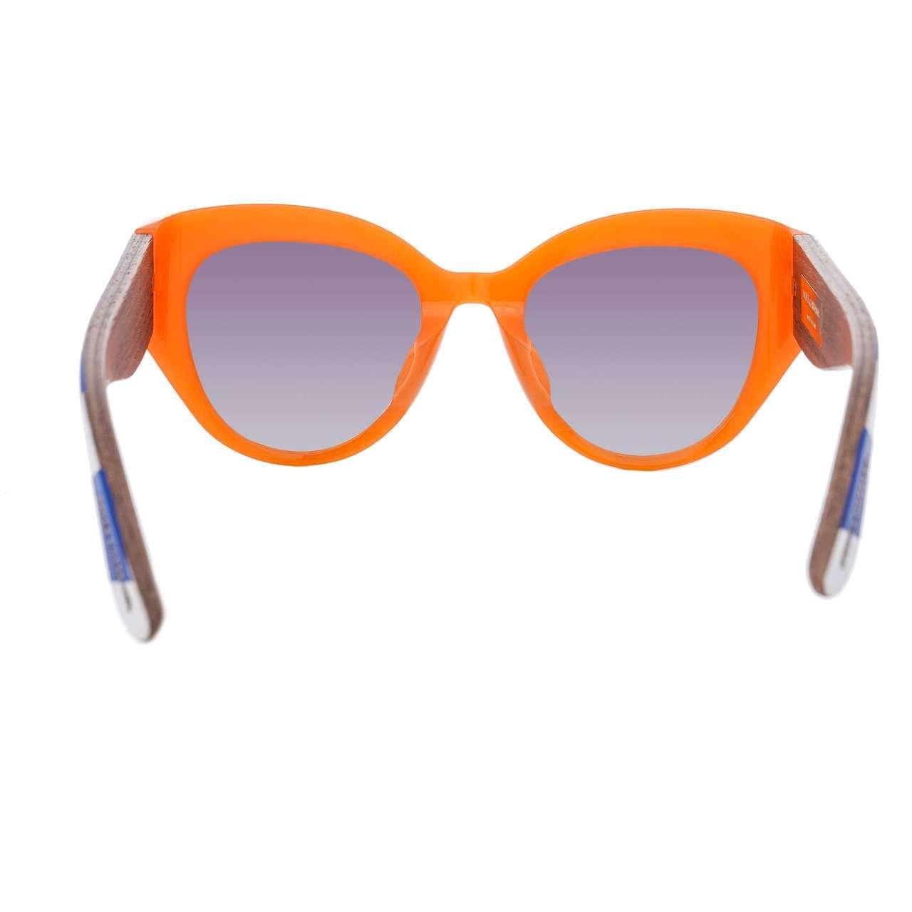 Dolce & Gabbana - Cat Eye Carretto Sunglasses DG 4278 Wood Orange Blue For Sale 1