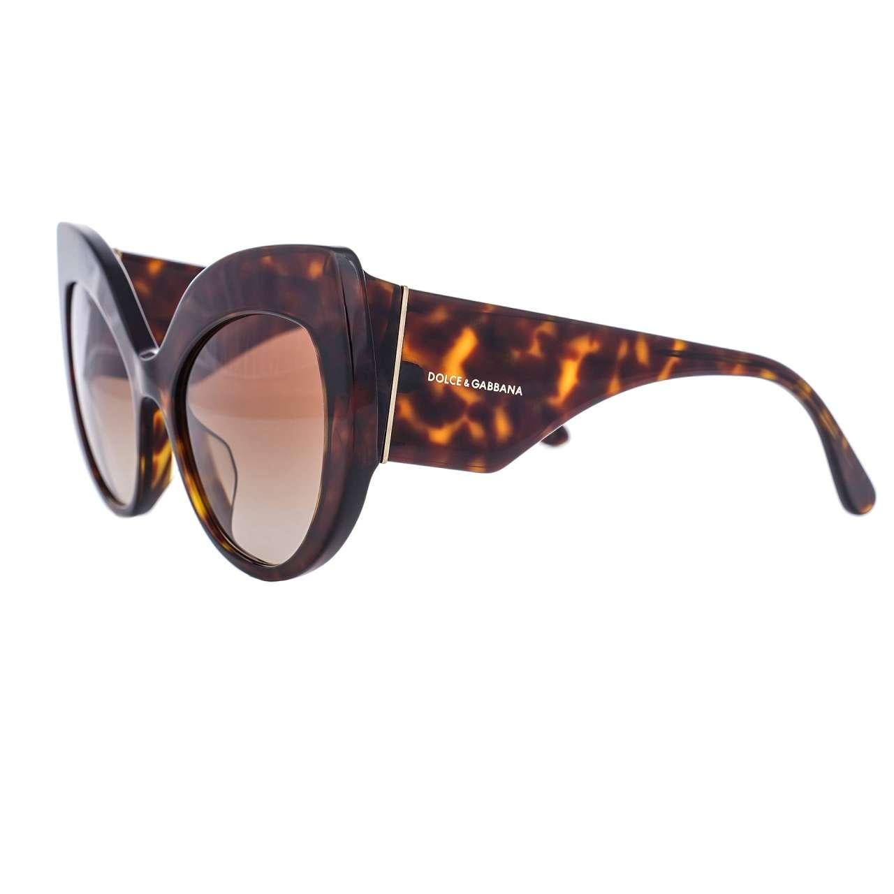 - Cat Eye Sunglasses DG 4321 with leopard pattern DG logo in gold and brown by DOLCE & GABBANA - MADE IN ITALY - New with Case - Model: DG 4321 - Color Frame: Brown / Gold - Color Lense: Faded brown - Material Frame: 100% Acetat - 100% UV protection