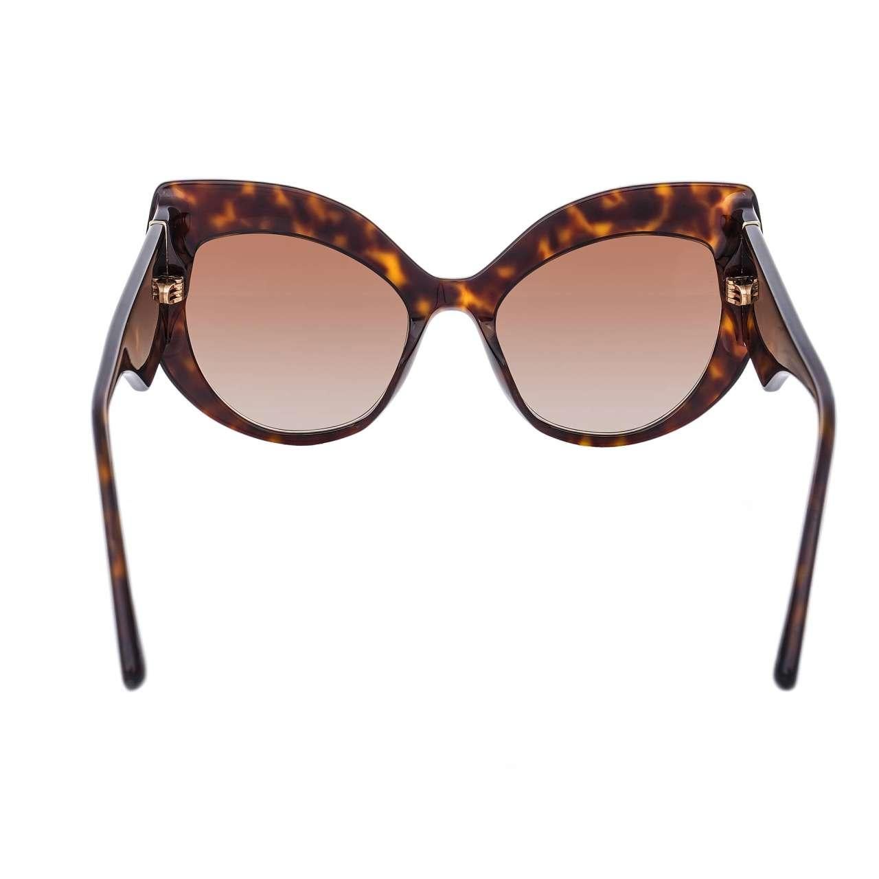 Dolce & Gabbana - Cat Eye Sunglasses DG 4321 with DG Logo Leopard Brown In Excellent Condition For Sale In Erkrath, DE