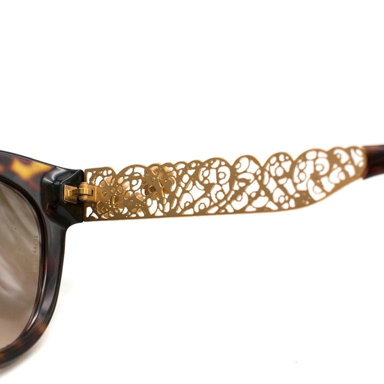 Dolce & Gabbana‎ Cat-Eye Gradient Brown Sunglasses With Golden Filigree Arms Dolce and Gabbana Cat-Eye Sunglasses With Golden Filigree  main image 3