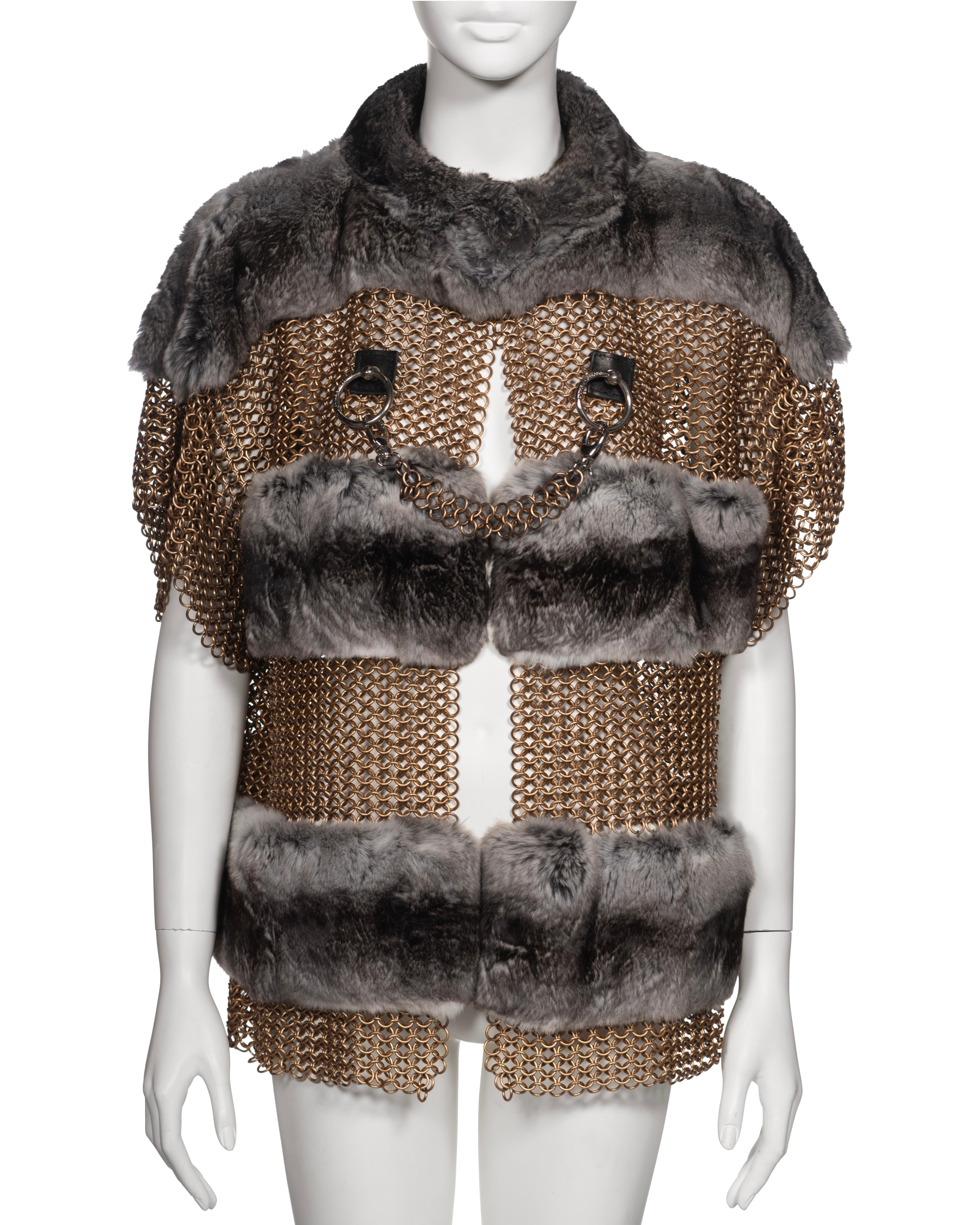 Women's Dolce & Gabbana Chainmail and Chinchilla Fur Jacket, ss 2003 For Sale