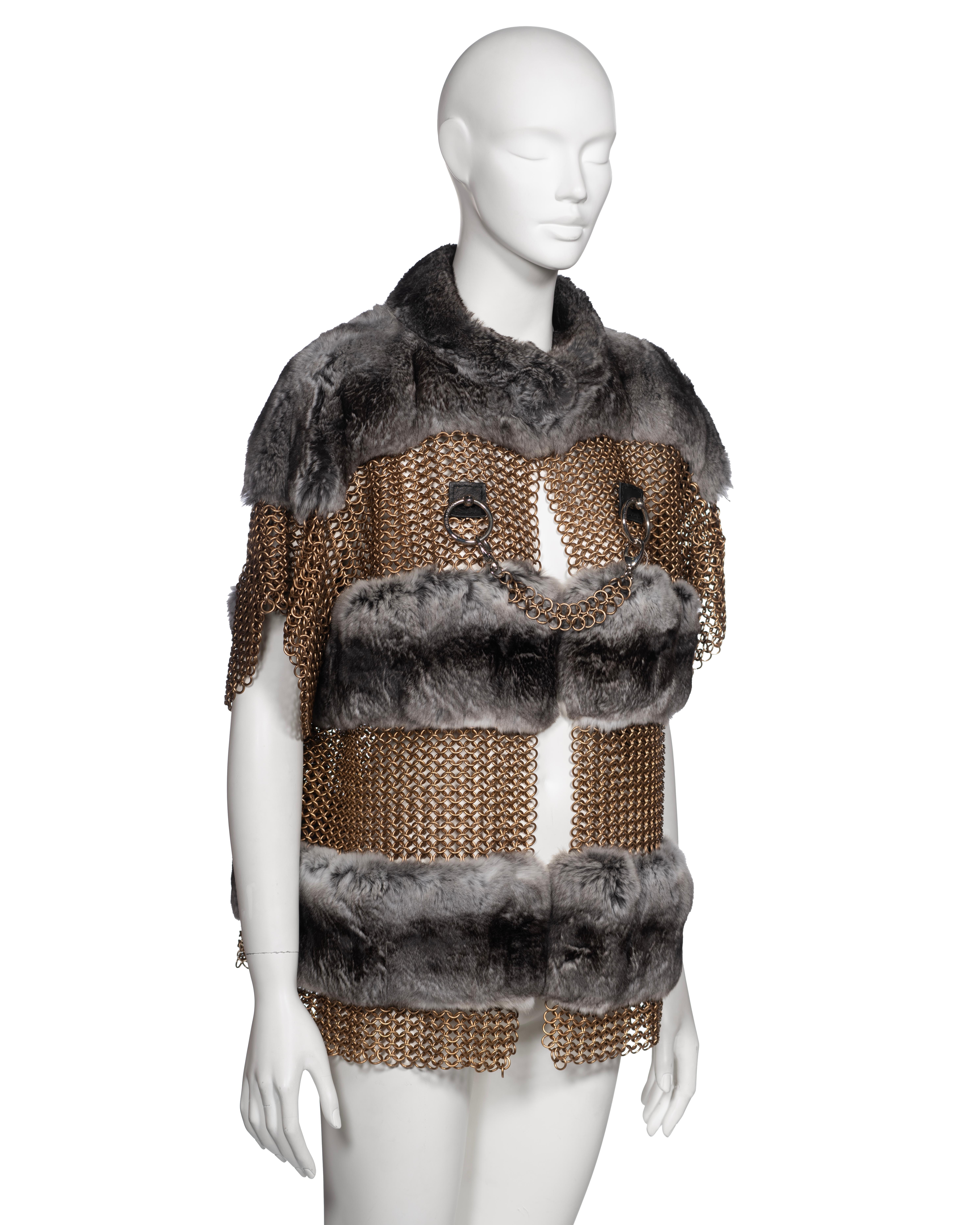 Dolce & Gabbana Chainmail and Chinchilla Fur Jacket, ss 2003 For Sale 3
