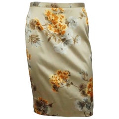 Dolce 
Gabbana Champagne Floral Print Silk Skirt - 42