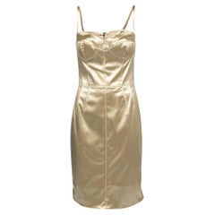 Dolce & Gabbana Champagne Gold Stretch Satin Bustier Bodycon Dress M