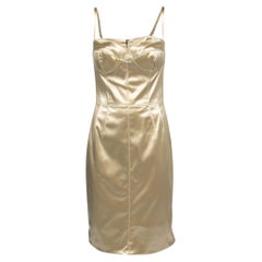 Dolce & Gabbana Champagnerfarbenes Bodycon-Kleid aus Stretch-Satin M