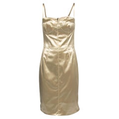 Dolce & Gabbana Champagnerfarbenes Bodycon-Kleid aus Stretch-Satin M