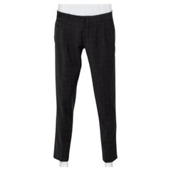 Dolce & Gabbana Charcoal Grey Checkered Wool Tapered Leg Pants L