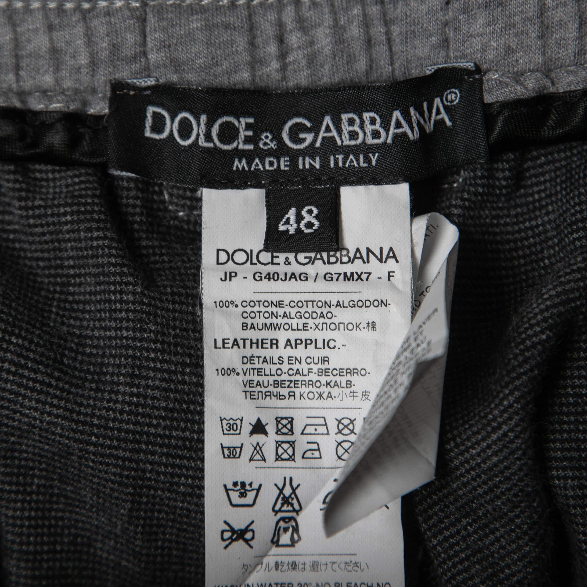 Black Dolce & Gabbana Charcoal Grey Cotton Drawstring Jogger Pants M