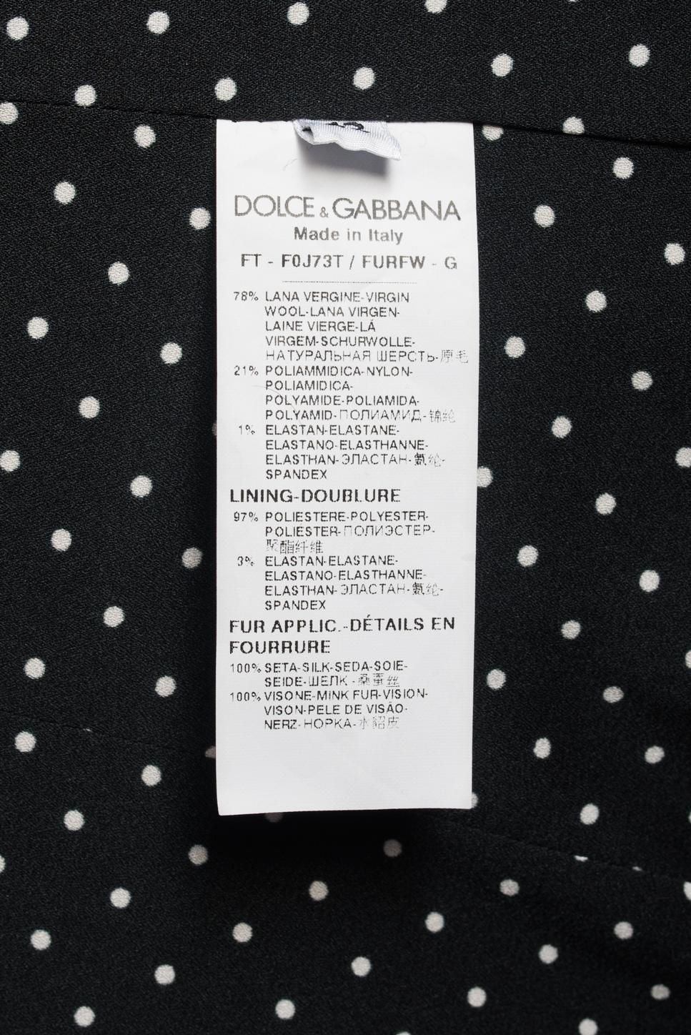 Dolce & Gabbana Charcoal Grey Mink Collar Wool Coat with Jewel Buttons - S 4